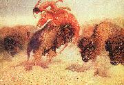 Frederick Remington The Buffalo Runner painting